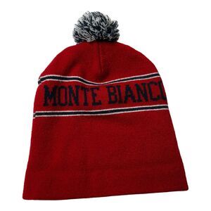 Monte Bianco Beanie Pom Hat Knit Red Winter Cap Adult Red Indie OSFM